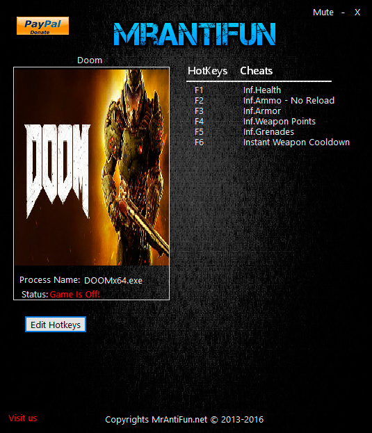 DOOM — трейнер для версии 1.01 (+6) MrAntiFun