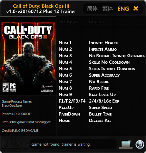 Call of Duty: Black Ops 3 — трейнер для версии u24 (+12) FLiNG
