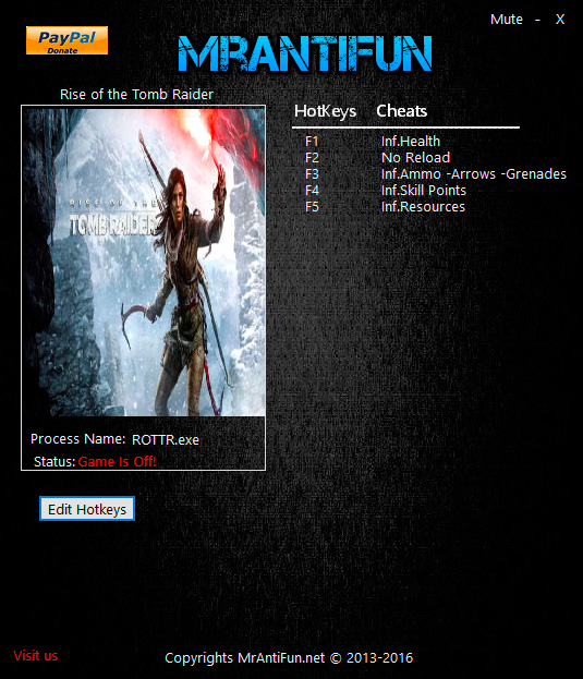 Rise of the Tomb Raider — трейнер для версии 1.0.668.1 (+5) MrAntiFun