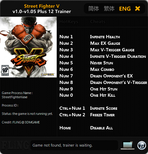 Street Fighter V — трейнер для версии 1.05 (+12) FLiNG