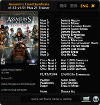 Assassin's Creed: Syndicate — трейнер для версии 1.51 (+21) FLiNG