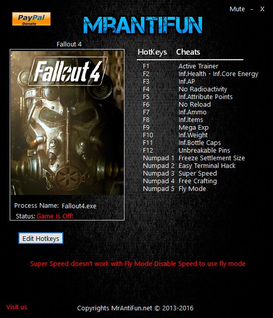 Fallout 4 — трейнер для версии 1.7.12.0.1 (+17) MrAntiFun