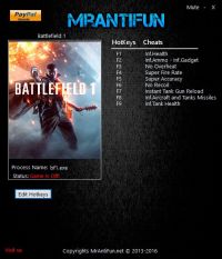 Battlefield 1 — трейнер для версии 14164 (+10) MrAntiFun