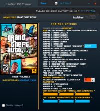 Grand Theft Auto 5 — трейнер для версии 1.0.1180.2 (+24) LinGon