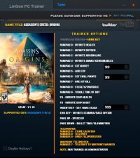 Assassin's Creed: Origins — трейнер для версии 1.10 (+19) LinGon