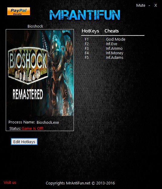BioShock Remastered — трейнер для версии 1.0.121321 (+5) MrAntiFun