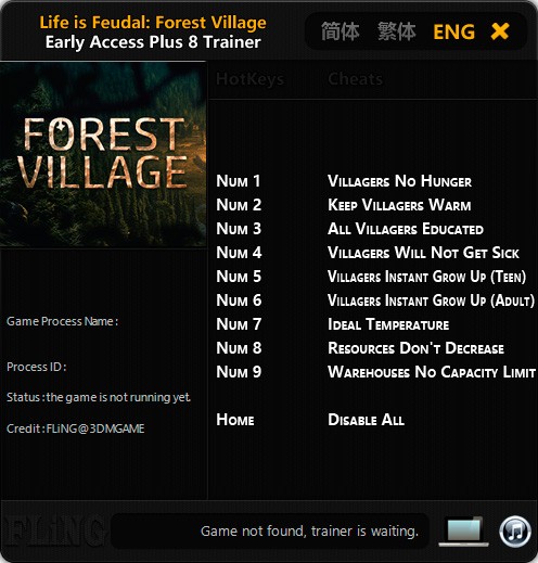 Life is Feudal: Forest Village — трейнер для версии 0.9.4331 (+8) FLiNG