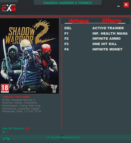 Shadow Warrior 2 — трейнер для версии 1.0 (+4) FutureX