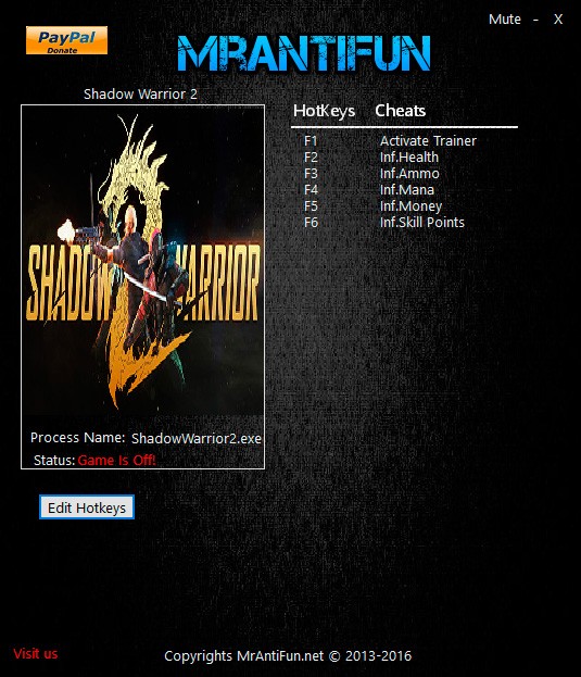 Shadow Warrior 2 — трейнер для версии 1.1.0 (+5) MrAntiFun