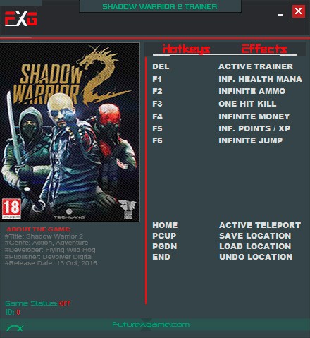 Shadow Warrior 2 — трейнер для версии 1.0 (+9) FutureX
