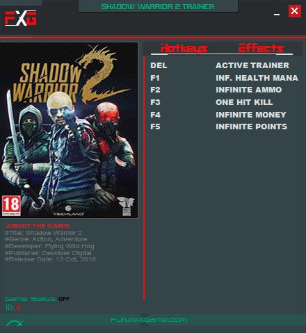 Shadow Warrior 2 — трейнер для версии 1.0 (+5) FutureX