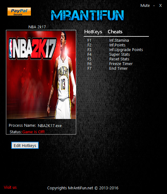 NBA 2K17 — трейнер для версии 1.042 (+7) MrAntiFun