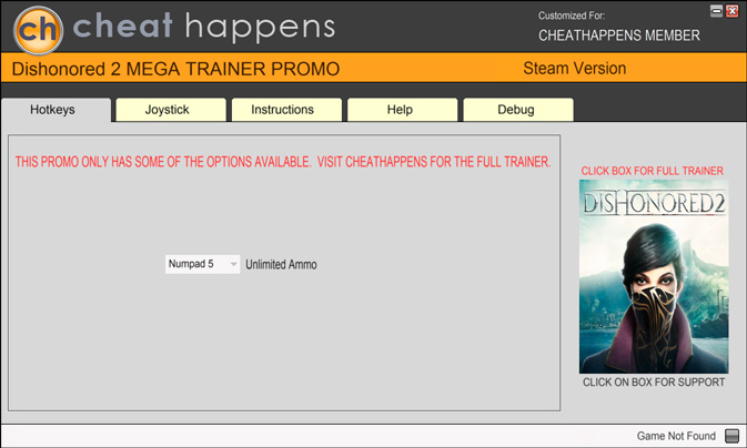 Dishonored 2 — трейнер для версии 1.75.0.7 (+1) Cheat Happens
