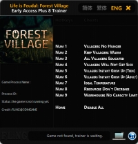 Life is Feudal: Forest Village — трейнер для версии 0.9.6005 (+8) FLiNG [Ранний доступ]