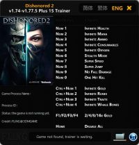 Dishonored 2 — трейнер для версии 1.77.5 (+15) FLiNG