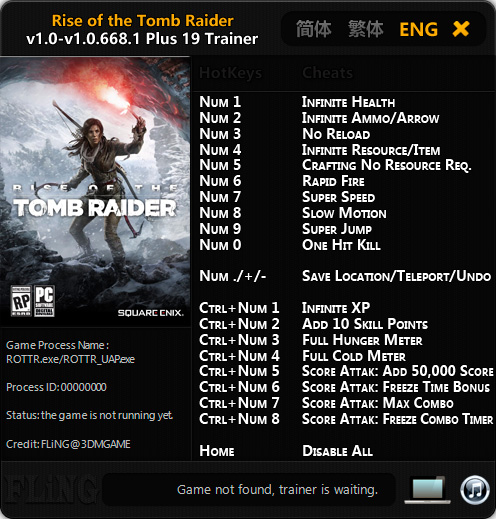 rise of the tomb raider trainer v1.0.668.1