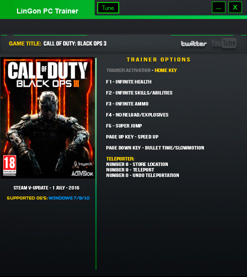 Call of Duty: Black Ops 3 — трейнер для версии u23 (+9) LinGon