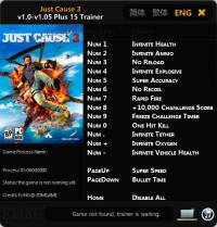 Just Cause 3 — трейнер для версии 1.05 (+15) FLiNG