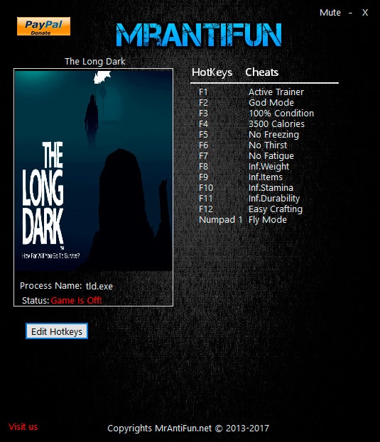 The Long Dark — трейнер для версии 1.07 (+12) MrAntiFun