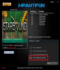 Starbound — трейнер для версии 1.3.0 (+6) MrAntiFun [32-bit]