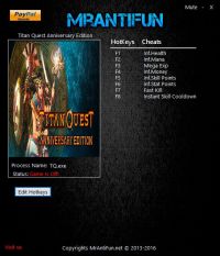 Titan Quest Anniversary Edition — трейнер для версии 1.44 (+8) MrAntiFun
