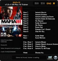 Mafia 3 — трейнер для версии 1.09 (+16) FLiNG