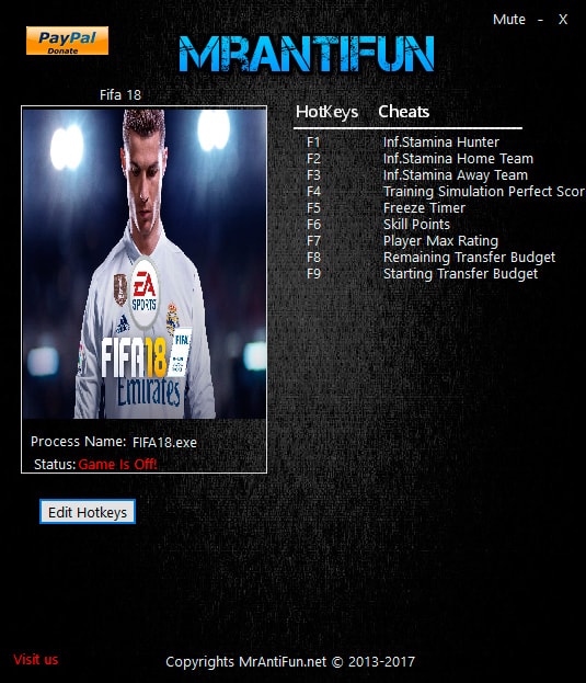 FIFA 18 — трейнер для версии от 01.10.2017 (+9) MrAntiFun
