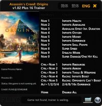 Assassin's Creed: Origins — трейнер для версии 1.02 (+16) FLiNG