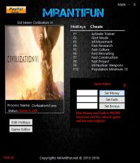 Sid Meier's Civilization 6 — трейнер для версии 1.0.0.194 (+12) MrAntiFun