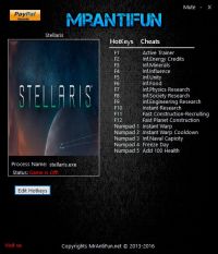 Stellaris — трейнер для версии 1.8.2 (+16) MrAntiFun
