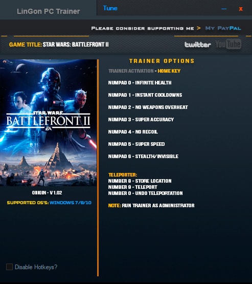 Star Wars: Battlefront 2 — трейнер для версии 1.02 (+9) LinGon