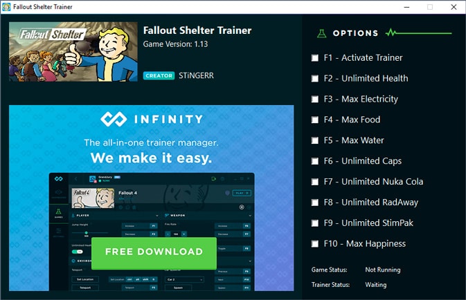 fallout shelter trainer 1.13
