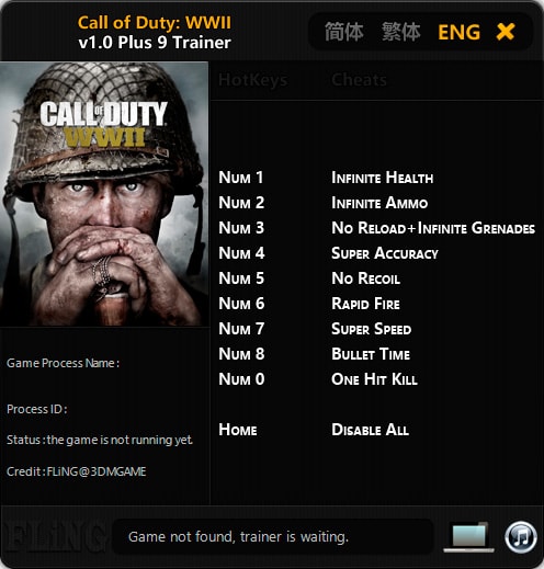 Call of Duty: WWII — трейнер для версии 1.0 (+9) FLiNG