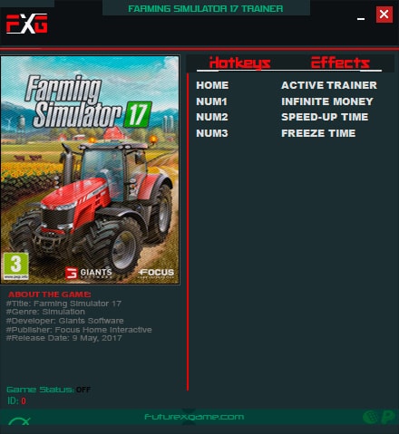 Farming Simulator 17 — трейнер для версии 1.5.1.0 (+3) FutureX [64-bit]