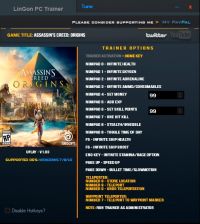 Assassin's Creed: Origins — трейнер для версии 1.03 (+18) LinGon