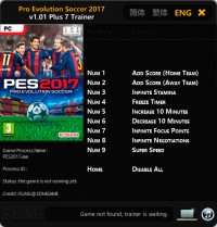 Pro Evolution Soccer 2017 — трейнер для версии 1.01 (+7) FLiNG