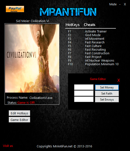 Sid Meier's Civilization 6 — трейнер для версии 1.0.0.26 (+12) MrAntiFun