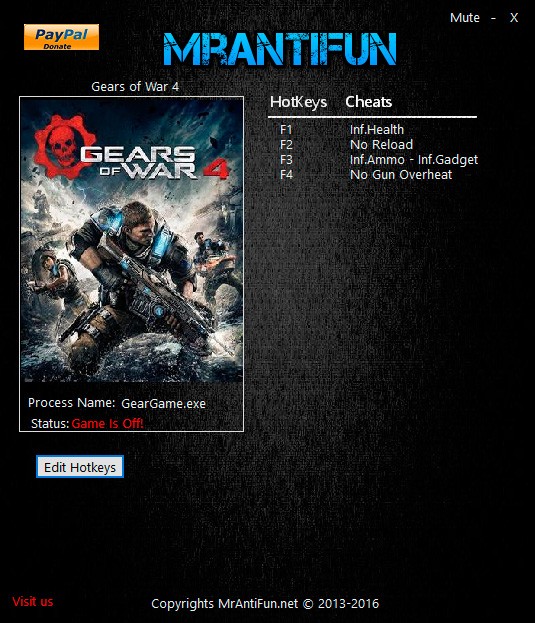 Gears of War 4 — трейнер для версии 1.0 (+5) MrAntiFun