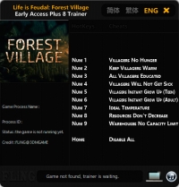 Life is Feudal: Forest Village — трейнер для версии 0.9.4540 (+8) FLiNG [Ранний доступ]