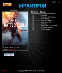 Battlefield 1 — трейнер для версии 8083 (+10) MrAntiFun