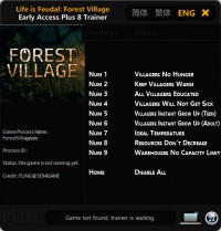 Life is Feudal: Forest Village — трейнер для версии 0.9.4441 (+8) FLiNG [Ранний доступ]
