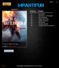 Battlefield 1 — трейнер для версии 1.0 (+9) MrAntiFun