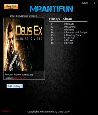 Deus Ex: Mankind Divided — трейнер для версии 1.10 (b 592.1) (+9) MrAntiFun