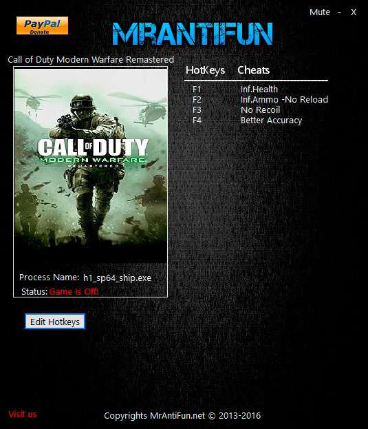 Call of Duty: Modern Warfare Remastered — трейнер для версии 1.0 (+5) MrAntiFun