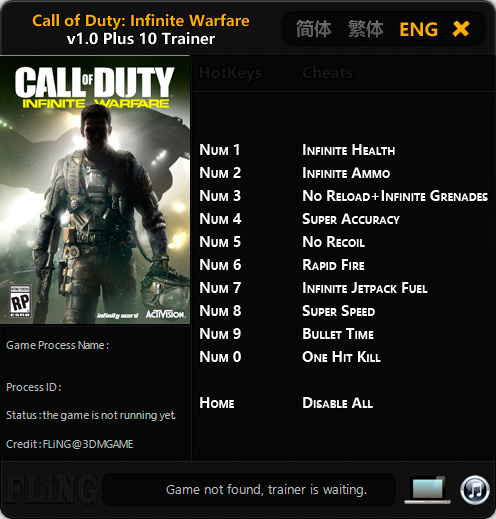 Call of Duty: Infinite Warfare — трейнер для версии 1.0 (+10) FLiNG
