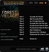 Life is Feudal: Forest Village — трейнер для версии 0.9.5854 (+8) FLiNG [Ранний доступ]