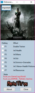 Dishonored: Game of the Year Edition — трейнер для версии 1.0 (+8) MrAntiFun