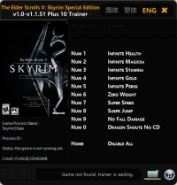 The Elder Scrolls 5: Skyrim Special Edition — трейнер для версии 1.1.51 (+10) FLiNG
