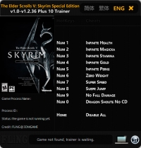 The Elder Scrolls 5: Skyrim Special Edition — трейнер для версии 1.2.36 (+10) FLiNG