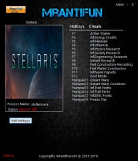 Stellaris — трейнер для версии 1.3.2 (+17) MrAntiFun